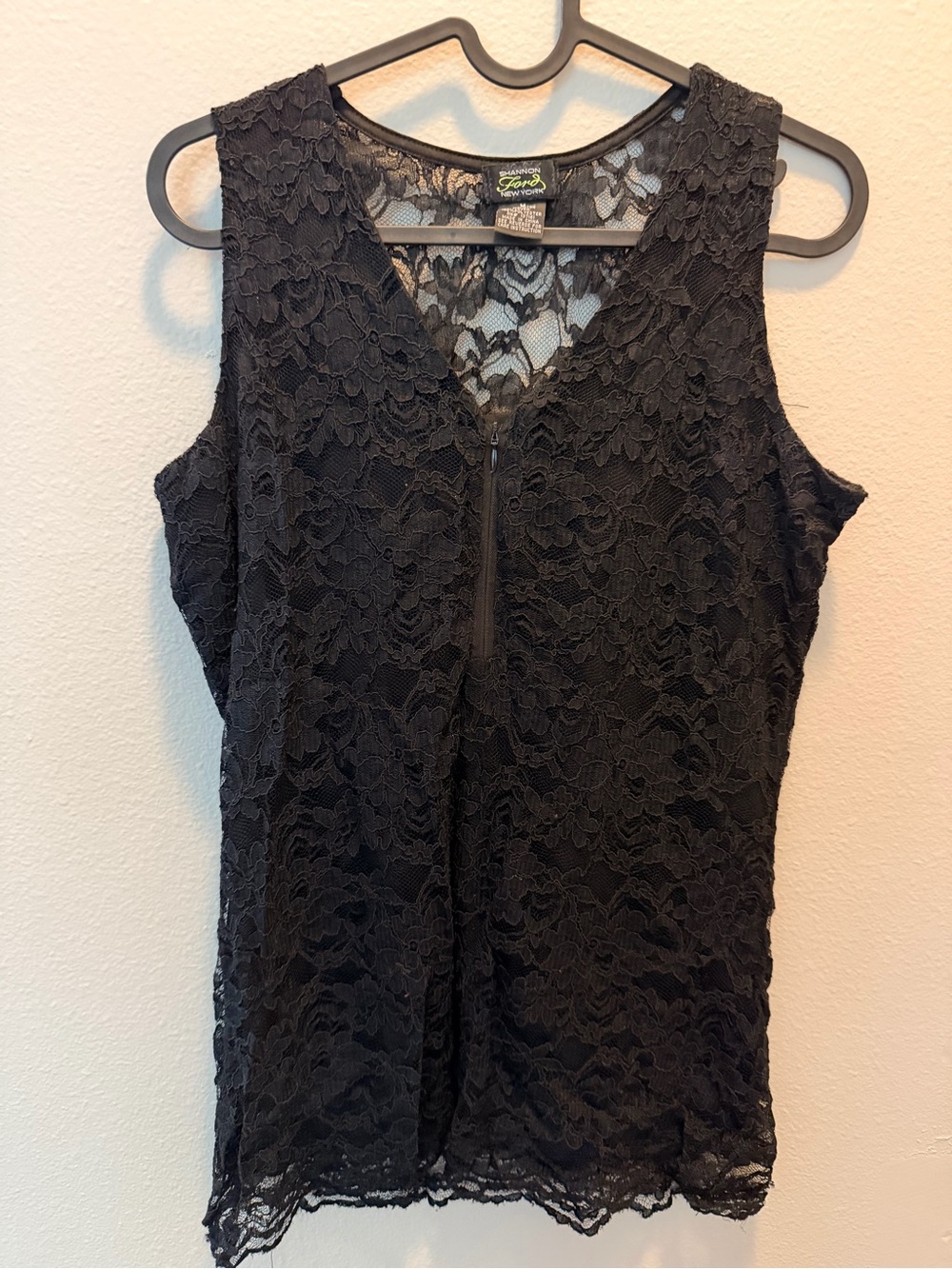 Ford Black Lace Zip-Front Camisole Top